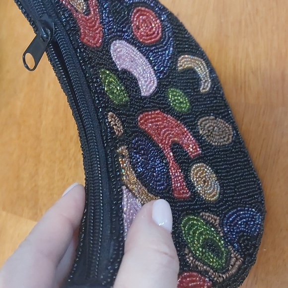 🔖 Black Millefiori Beaded Small Bag Zipper - Picture 3 of 9